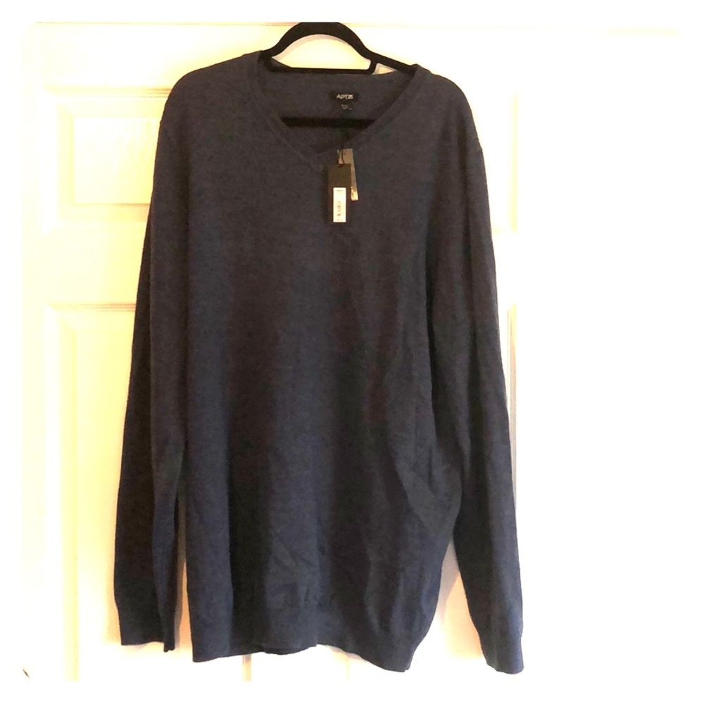 NWT men’s apt 9 blue merino wool sweater 2xlt